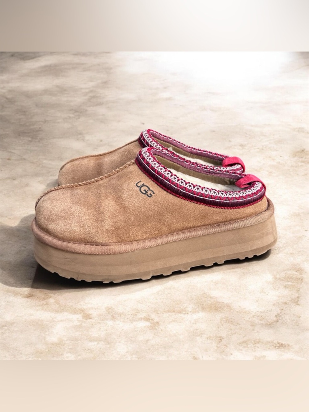 UGG Braid Tazz Platform Slippers Chestnut Women's 
Size 7